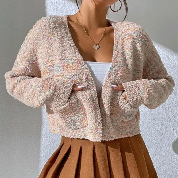 Fluffy Knit Dual Pocket Cardigan - Picture 2 of 4